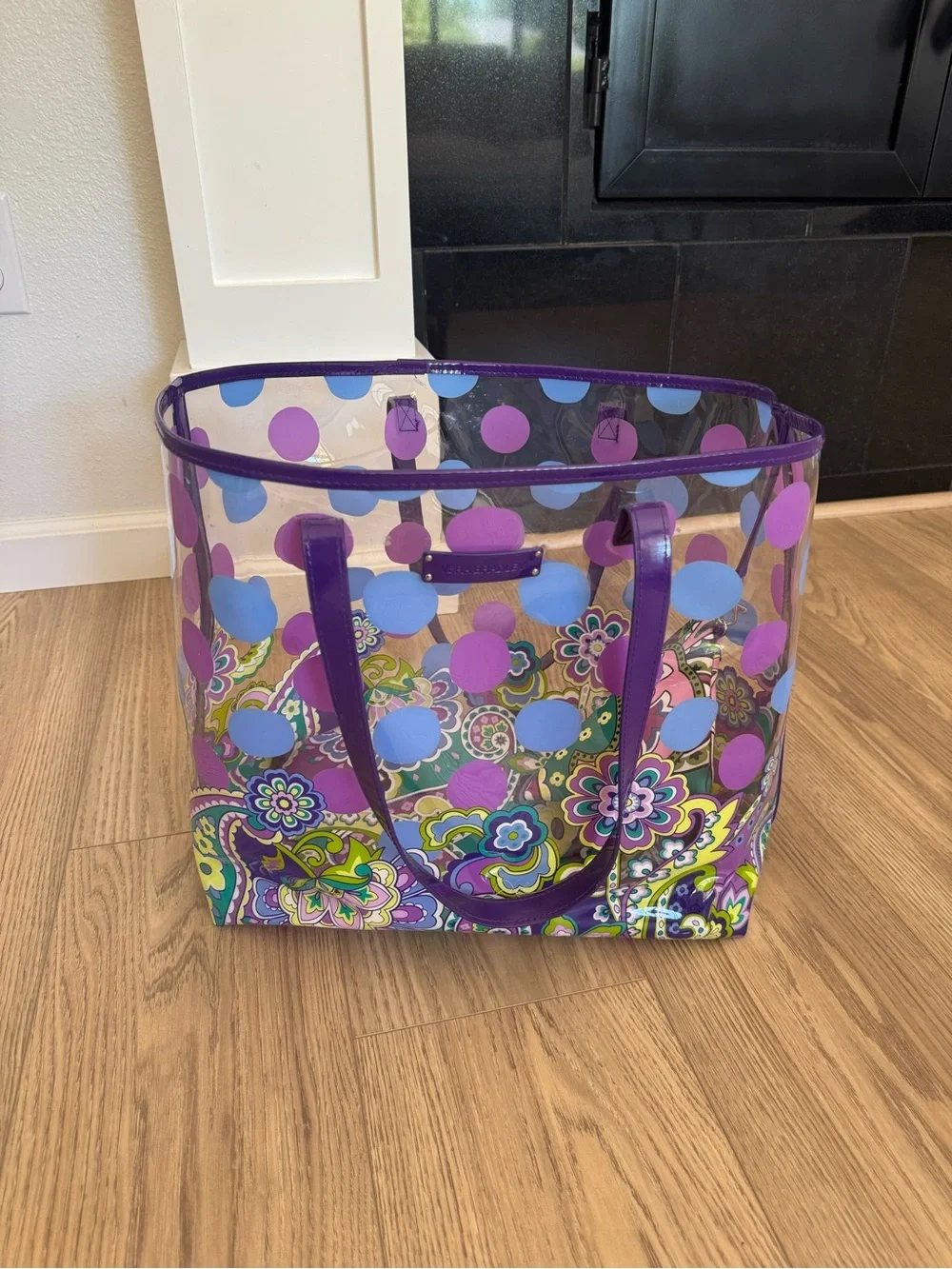 Vera Bradley clear PVC tote bag with matching zippered pouch